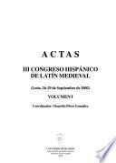 Actas III Congreso Hispánico de Latín Medieval