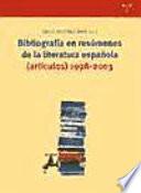 Bibliografía en resúmenes de la literatura española (artículos), 1998-2003
