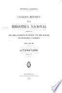 Catálogo metódico de la Biblioteca nacional: Literatura (t.2) 1931