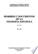 Hombres y documentos de la filosofía española: S-Z