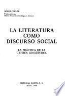 La literatura como discurso social